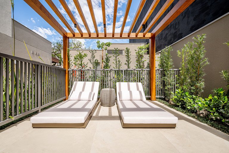 Studio completo | Piscina, academia e conforto