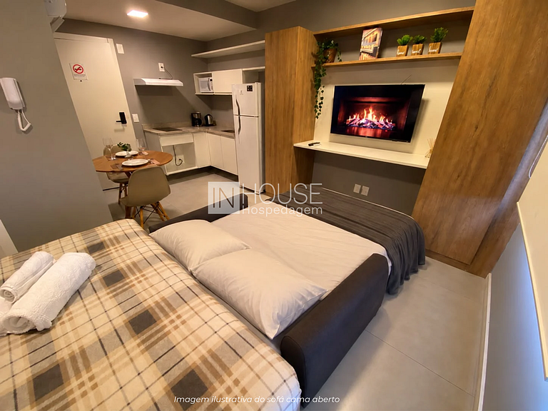 Studio com cama queen próximo à Redenção e à UFRGS
